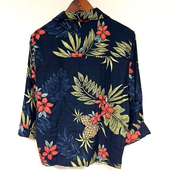 Caribbean Joes tropical print button down Sz L - Picture 7 of 8